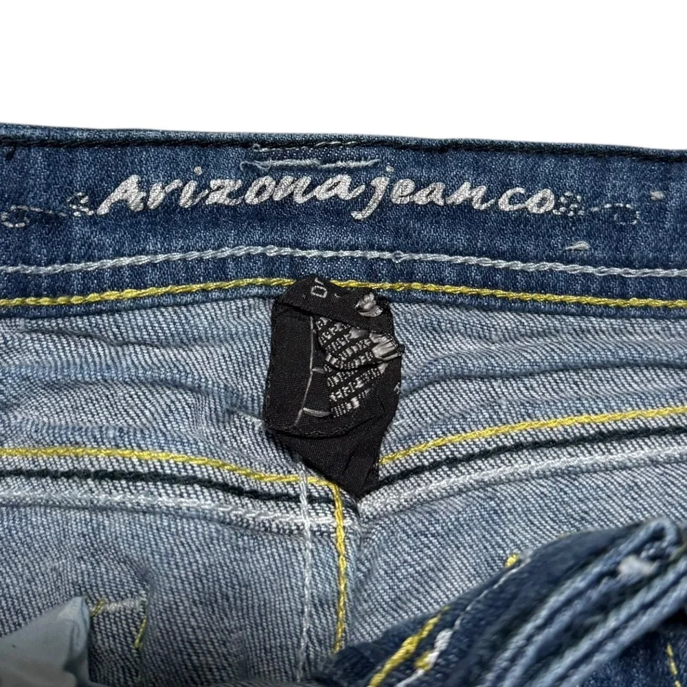2000s Arizona Jeans‎ Co. Rhinestone Pocket Blue Jeans Girls 10 Slim (26x25 1/8)